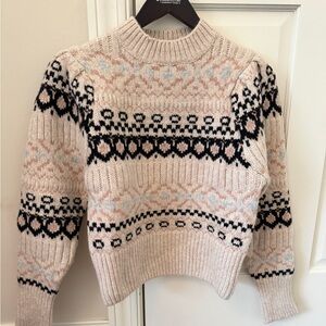 Astr Patterned Turtleneck Sweater - Cream and Black